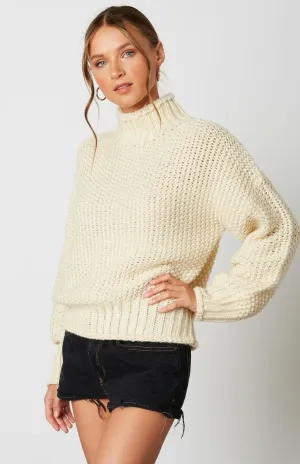 Jess Ivory Funnel Neck Knit Sweater
