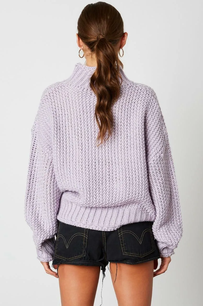 Jess Lilac Funnel Neck Knit Sweater