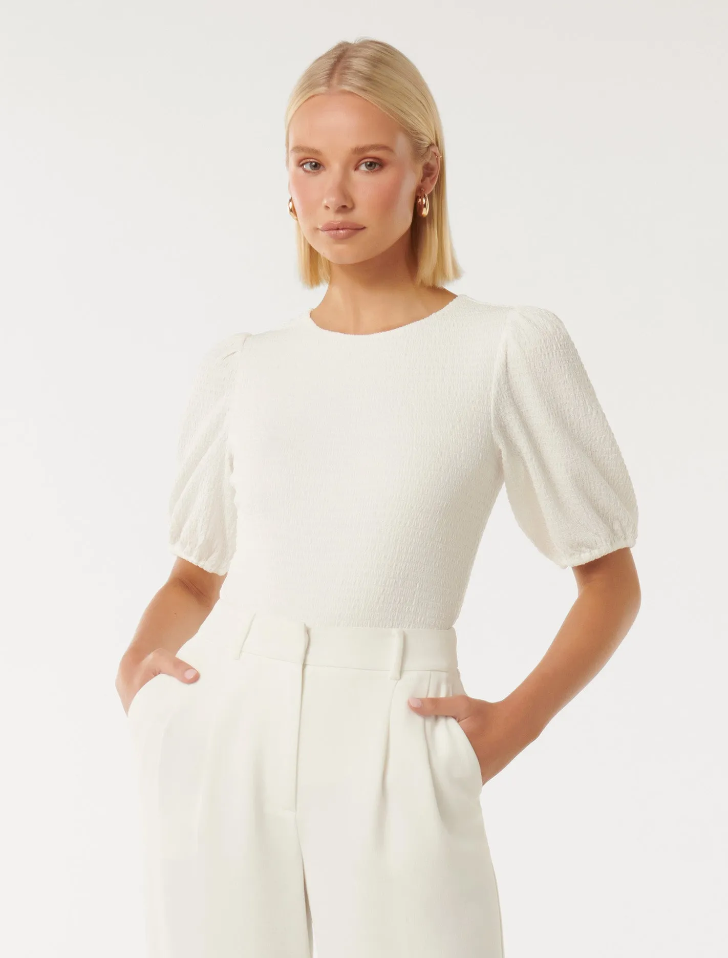 Jolanta Textured Puff Sleeve Top