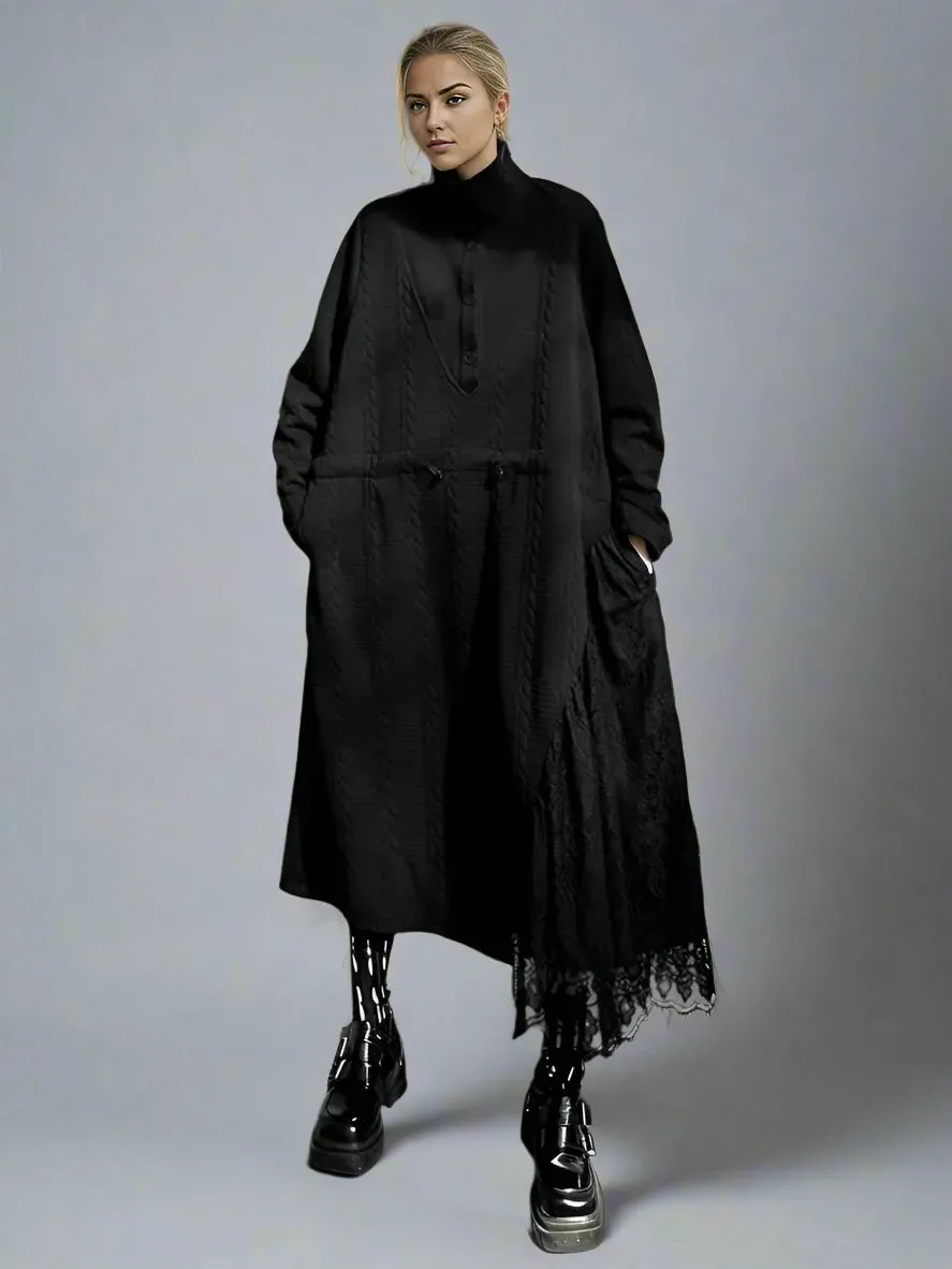 Knitted Lace Maxi Dress  –  Effortless Winter Elegance