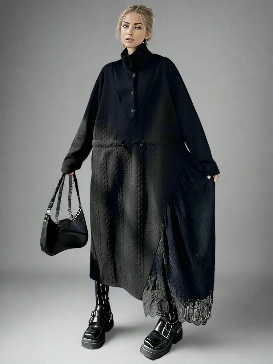 Knitted Lace Maxi Dress  –  Effortless Winter Elegance