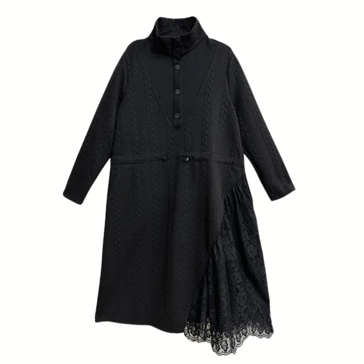 Knitted Lace Maxi Dress  –  Effortless Winter Elegance