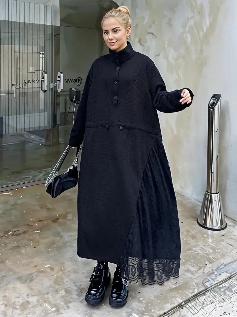 Knitted Lace Maxi Dress  –  Effortless Winter Elegance
