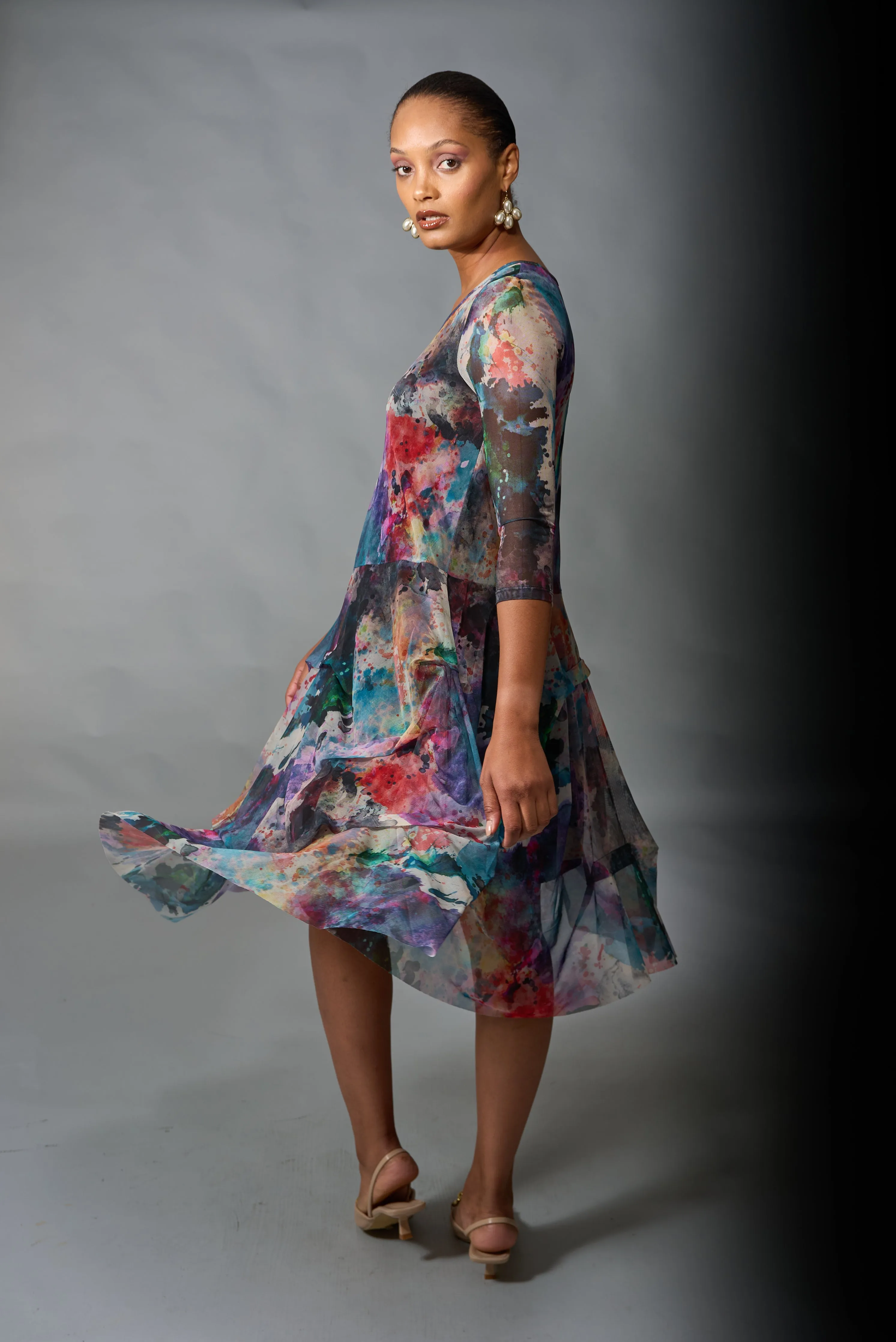 Kozan, Mesh, Miranda Midi Dress in Cezanne print