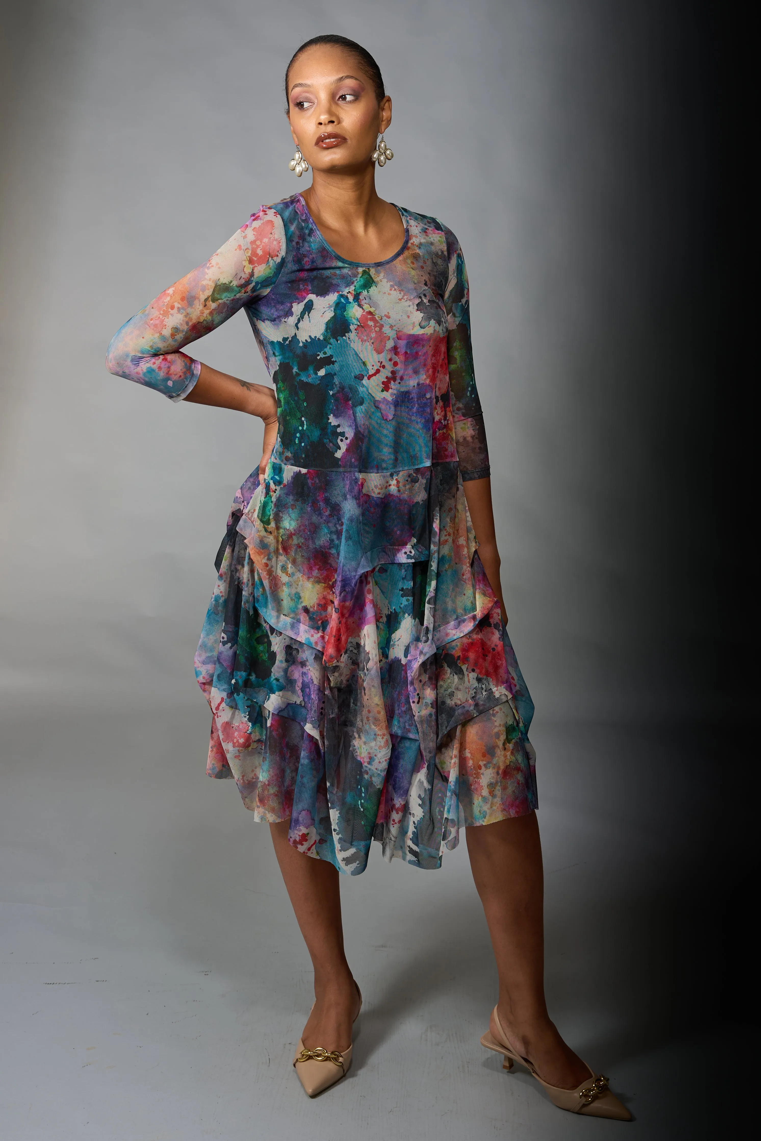 Kozan, Mesh, Miranda Midi Dress in Cezanne print