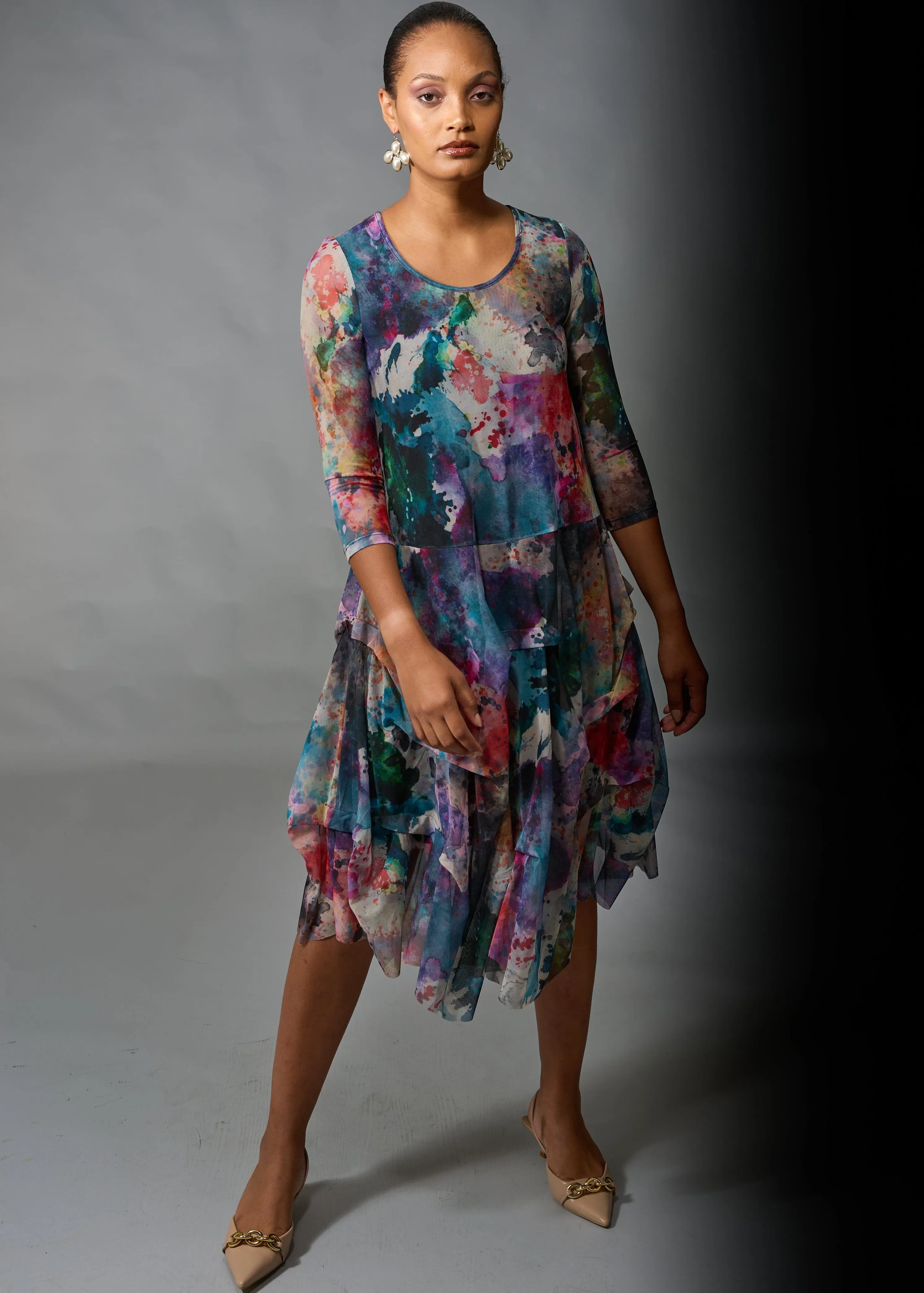 Kozan, Mesh, Miranda Midi Dress in Cezanne print