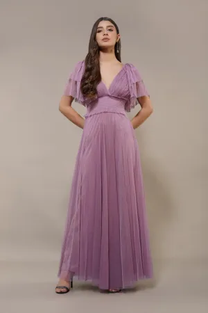 Lace & Beads Shelby Dusty Lilac Maxi Dress