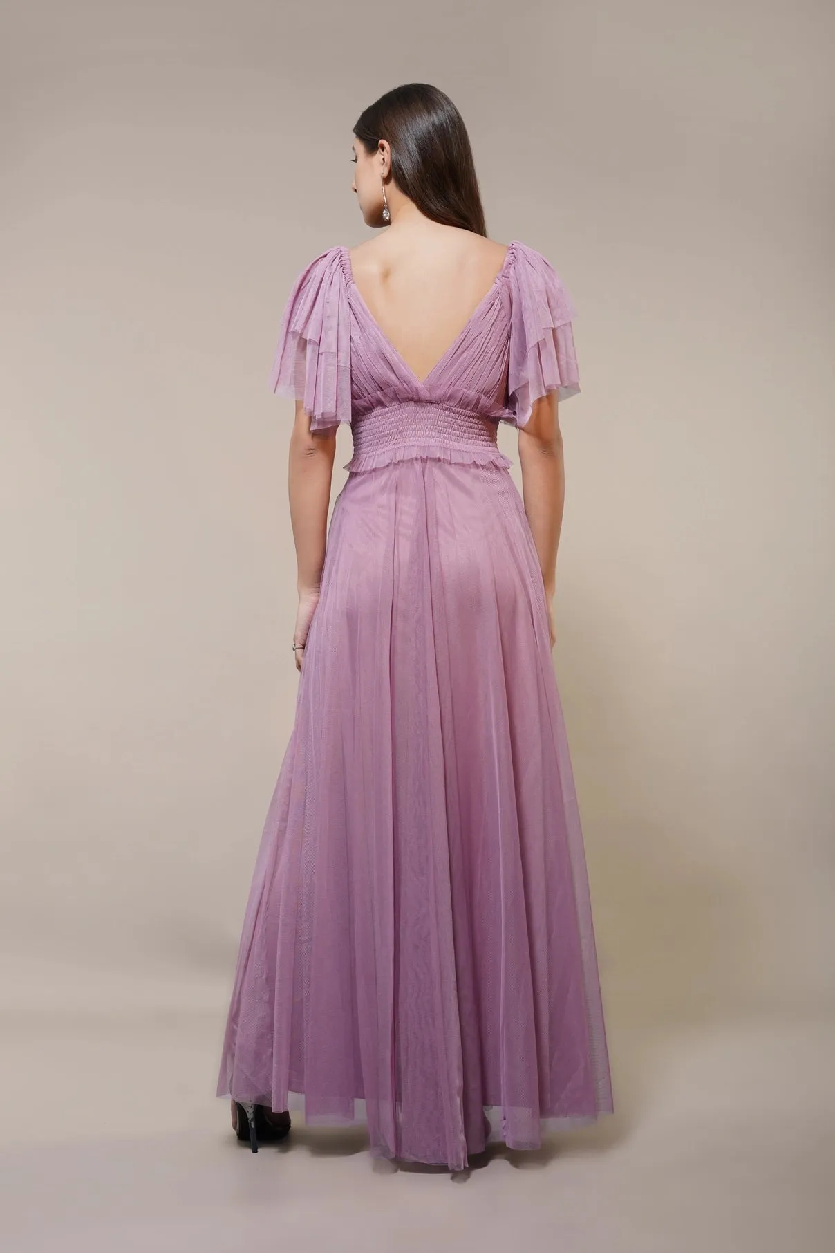 Lace & Beads Shelby Dusty Lilac Maxi Dress