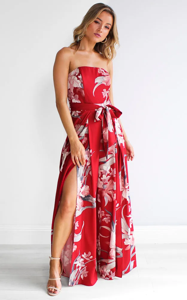 Lagoon Jumpsuit - Red Floral