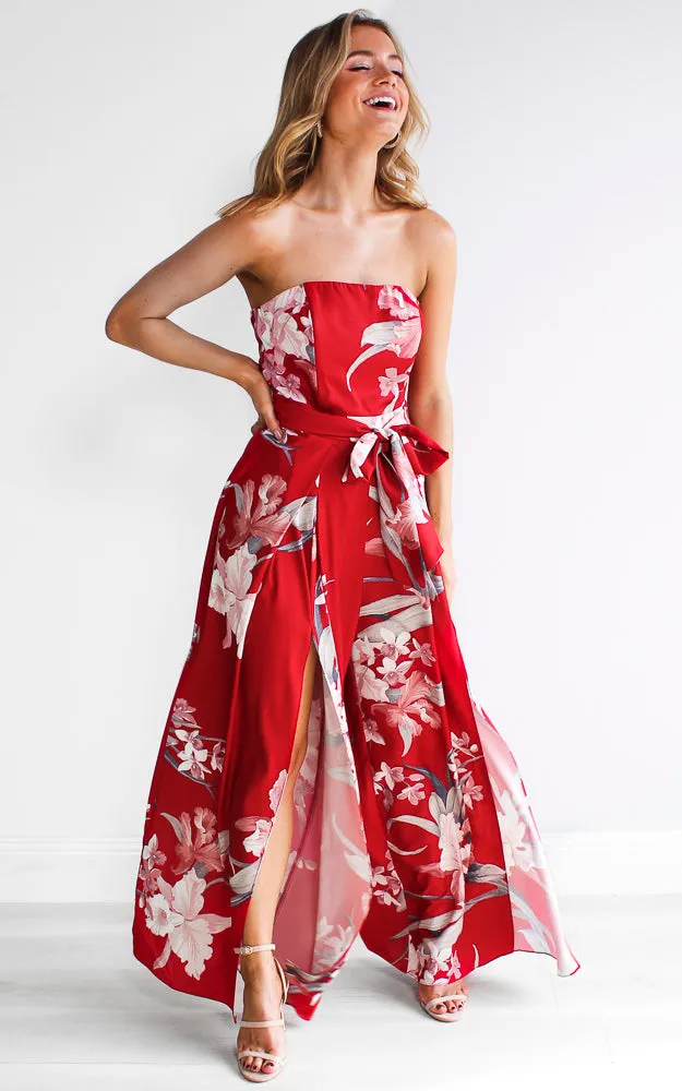 Lagoon Jumpsuit - Red Floral