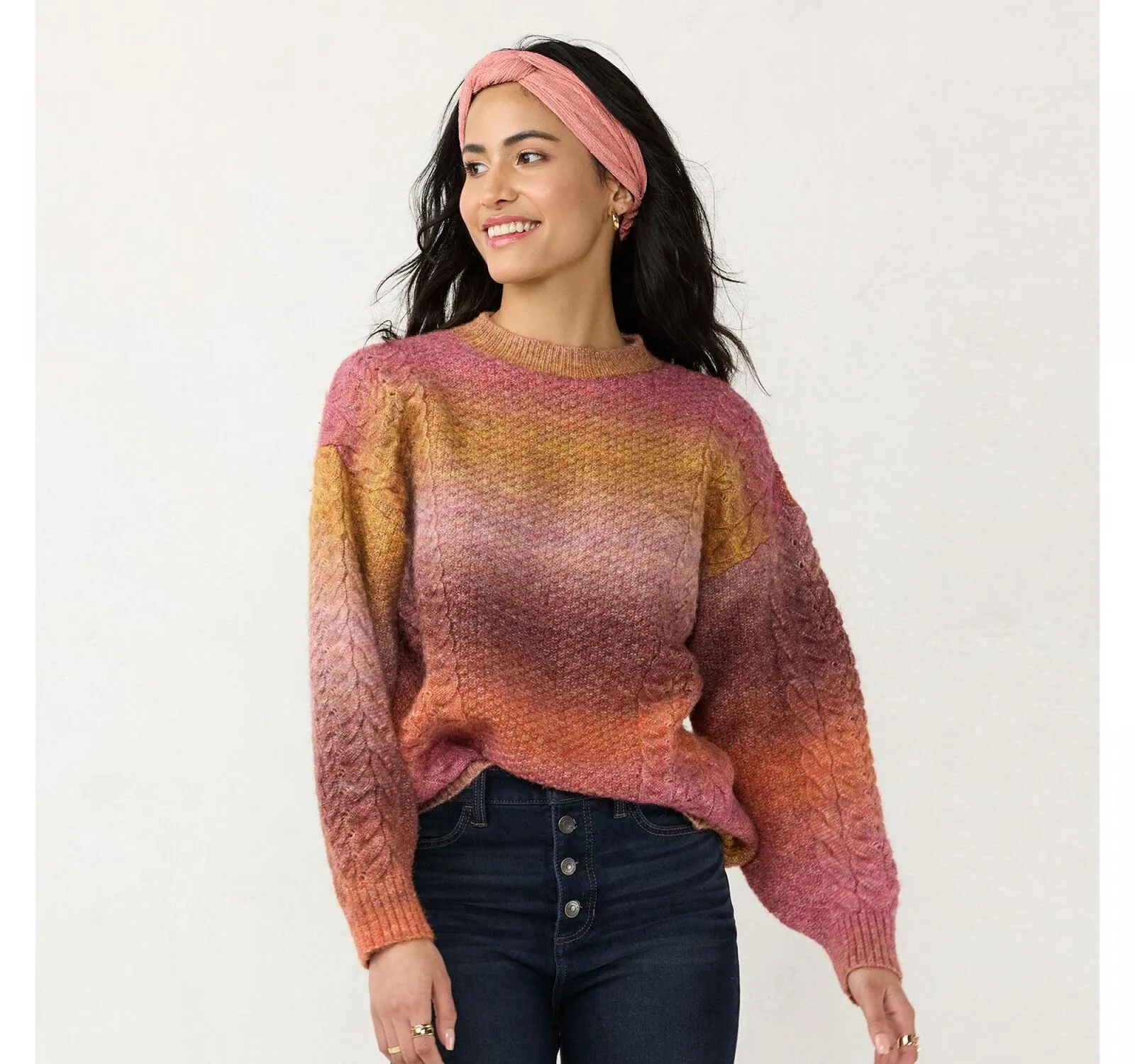Lc Lauren Conrad Women's Cable-Knit Mockneck Sweater WL23S014RN