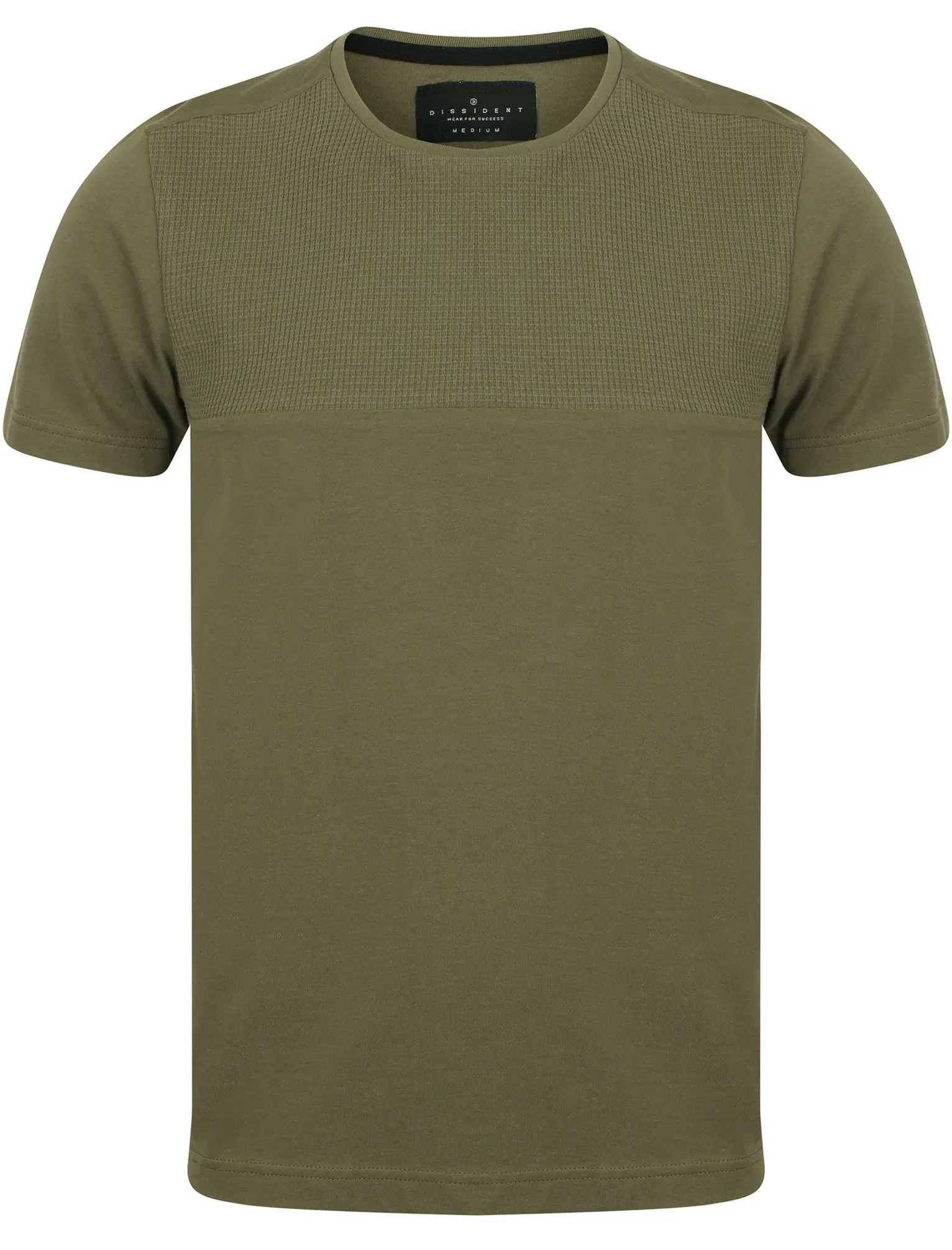 Lear Textured Cotton Crew Neck T-Shirt In Olive Khaki - Dissident