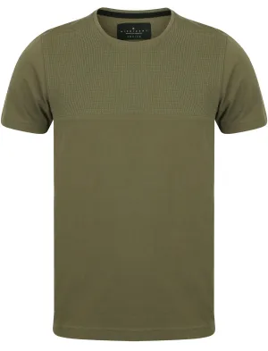 Lear Textured Cotton Crew Neck T-Shirt In Olive Khaki - Dissident