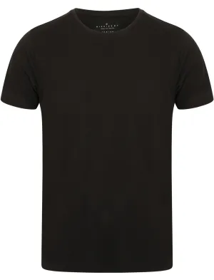 Lecky Cotton Pique Crew Neck T-Shirt In Black - Dissident