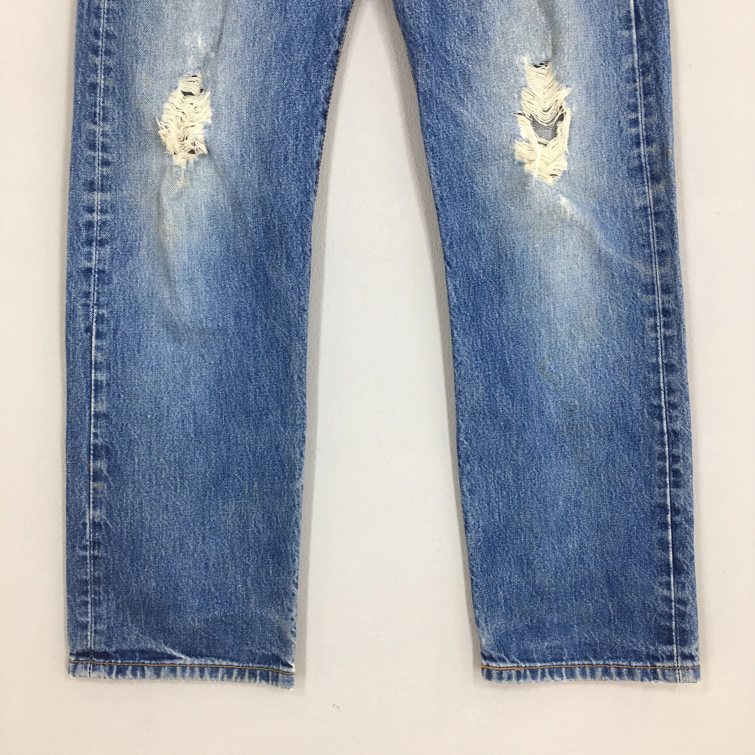 Levi's 501 Distressed Ripped Jeans Stonewash Size 29x28