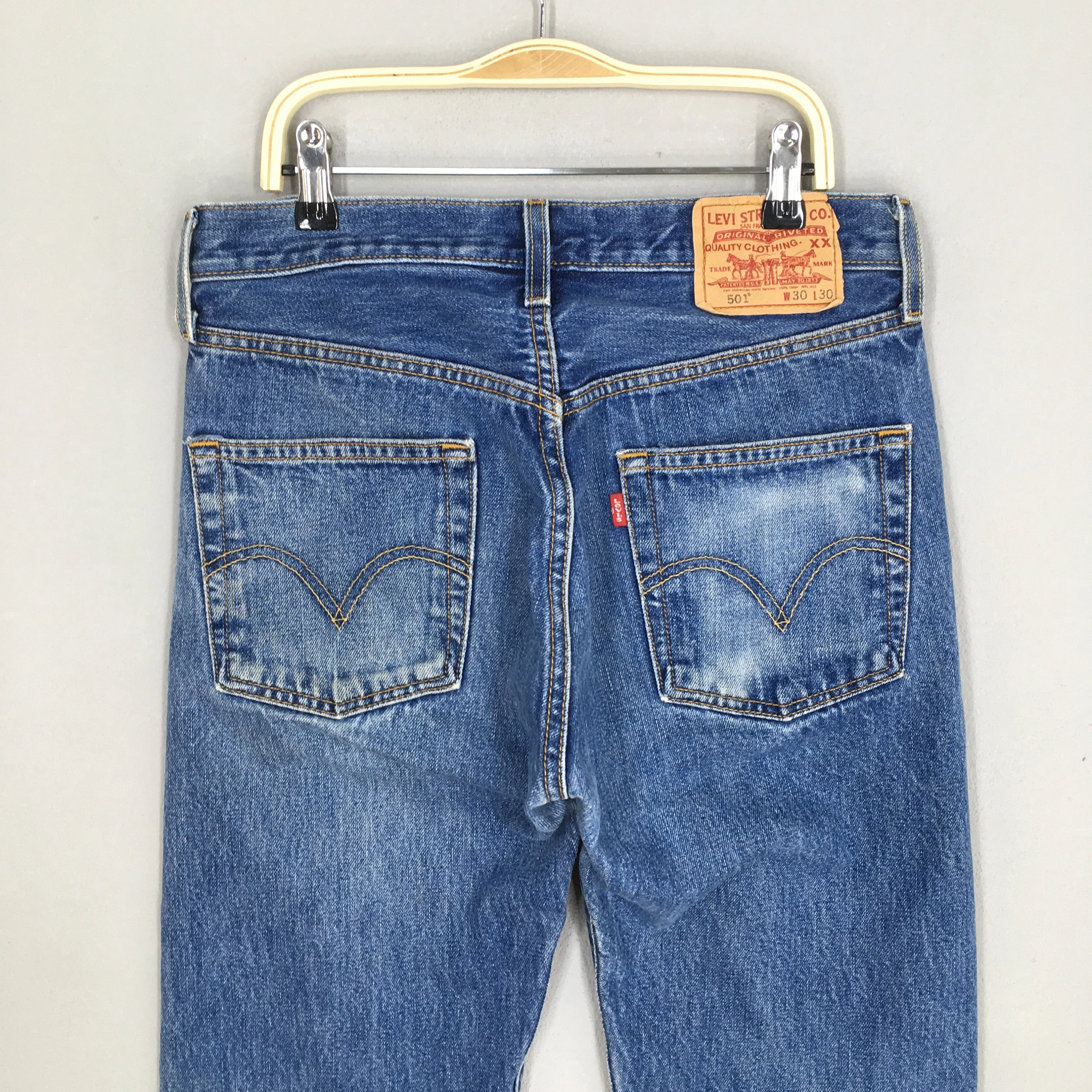 Levi's 501 Distressed Ripped Jeans Stonewash Size 29x28