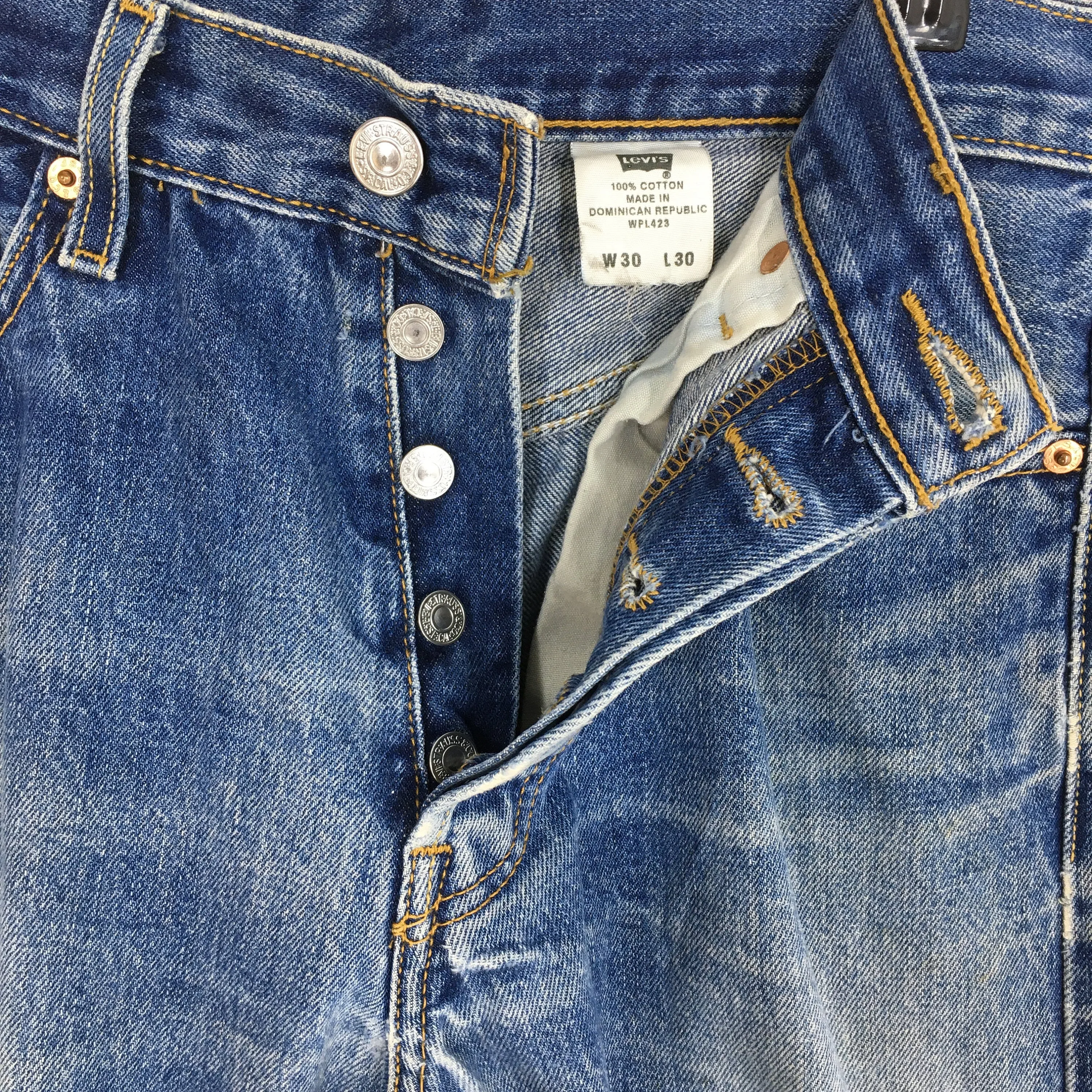 Levi's 501 Distressed Ripped Jeans Stonewash Size 29x28