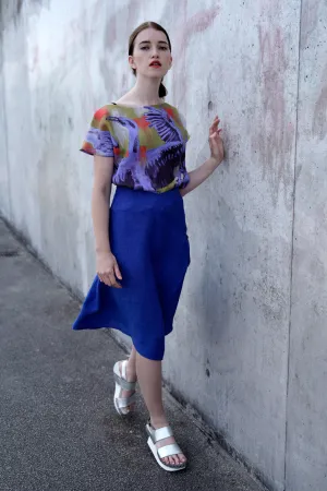 Linen Shirt Bird Print Yellow