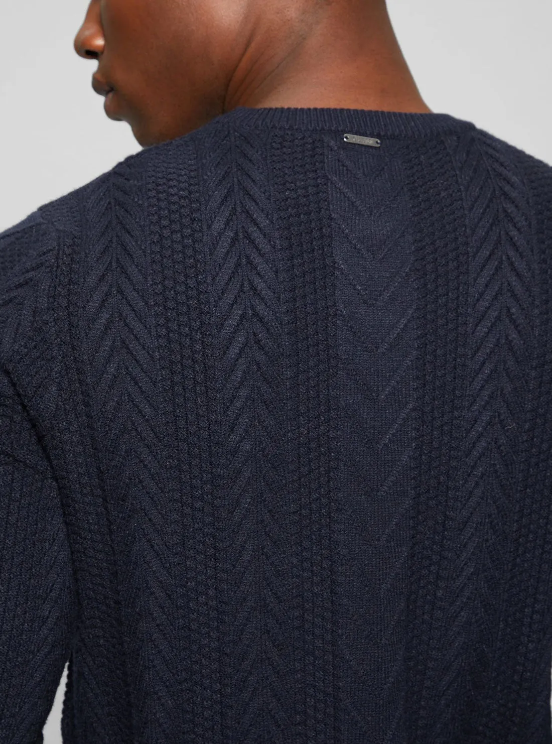 Navy Blue Cable Ethan Knit Jumper