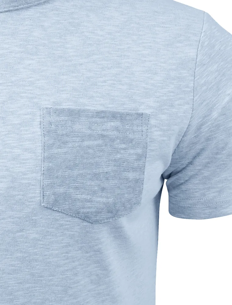 Nixon Space Dye Cotton Slub T-Shirt with Chest Pocket in Blue Marl
