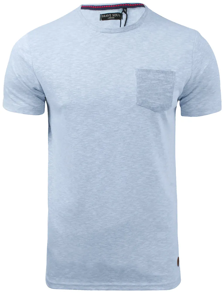 Nixon Space Dye Cotton Slub T-Shirt with Chest Pocket in Blue Marl