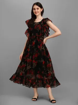 Noir Elegance A-Line Dress