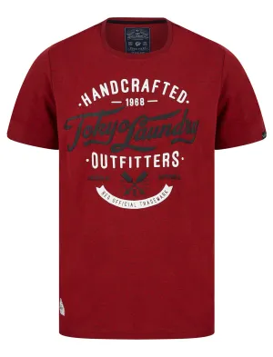 Raiser Motif Cotton Jersey Grindle T-Shirt in Red - Tokyo Laundry