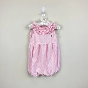 Ralph Lauren Ruffled Knit Bubble Shortall Pink 18 Months