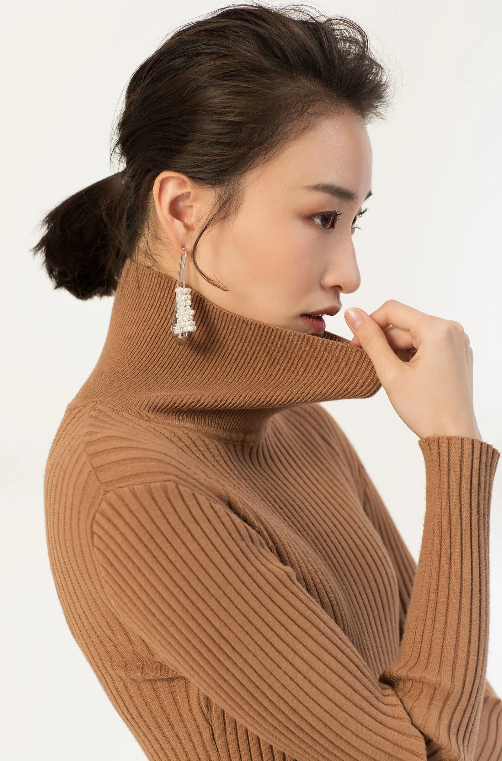 Ribbed Turtleneck Midi Sweater Dress