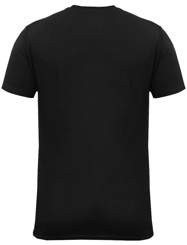 Rikki Camouflage Print Yoke Crew Neck T-Shirt in Black
