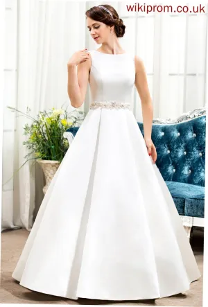 Scoop Wedding Dresses With Beading Wedding Neck Dress Floor-Length Nataly Sequins Ball-Gown/Princess Satin