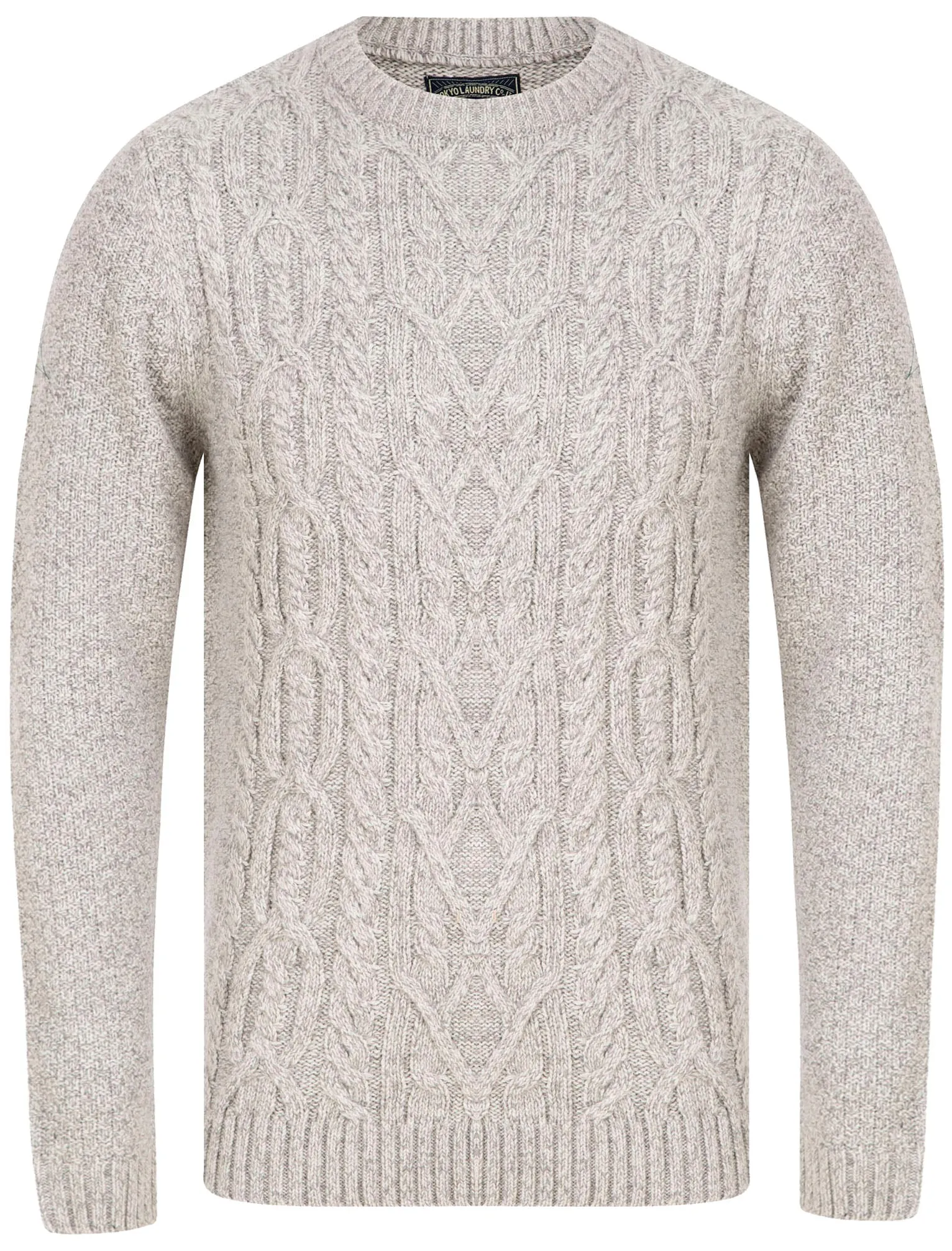 Scotby Chunky Cable Knitted Jumper in Light Grey Twist - Tokyo Laundry