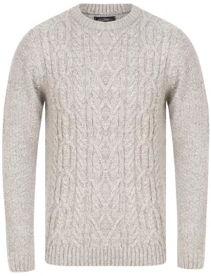 Scotby Chunky Cable Knitted Jumper in Light Grey Twist - Tokyo Laundry