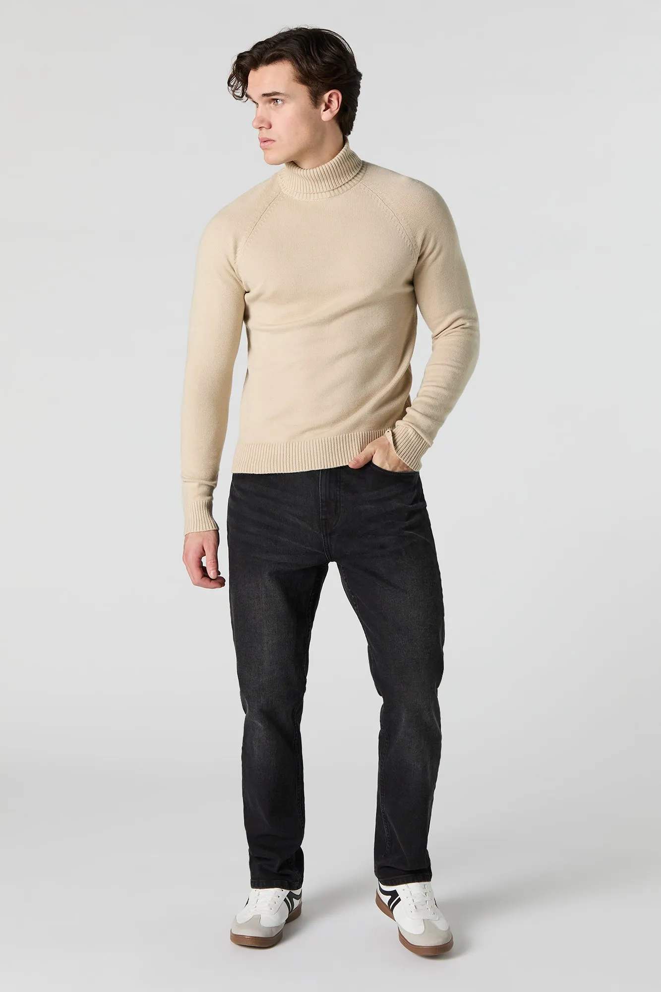 Solid Turtleneck Sweater