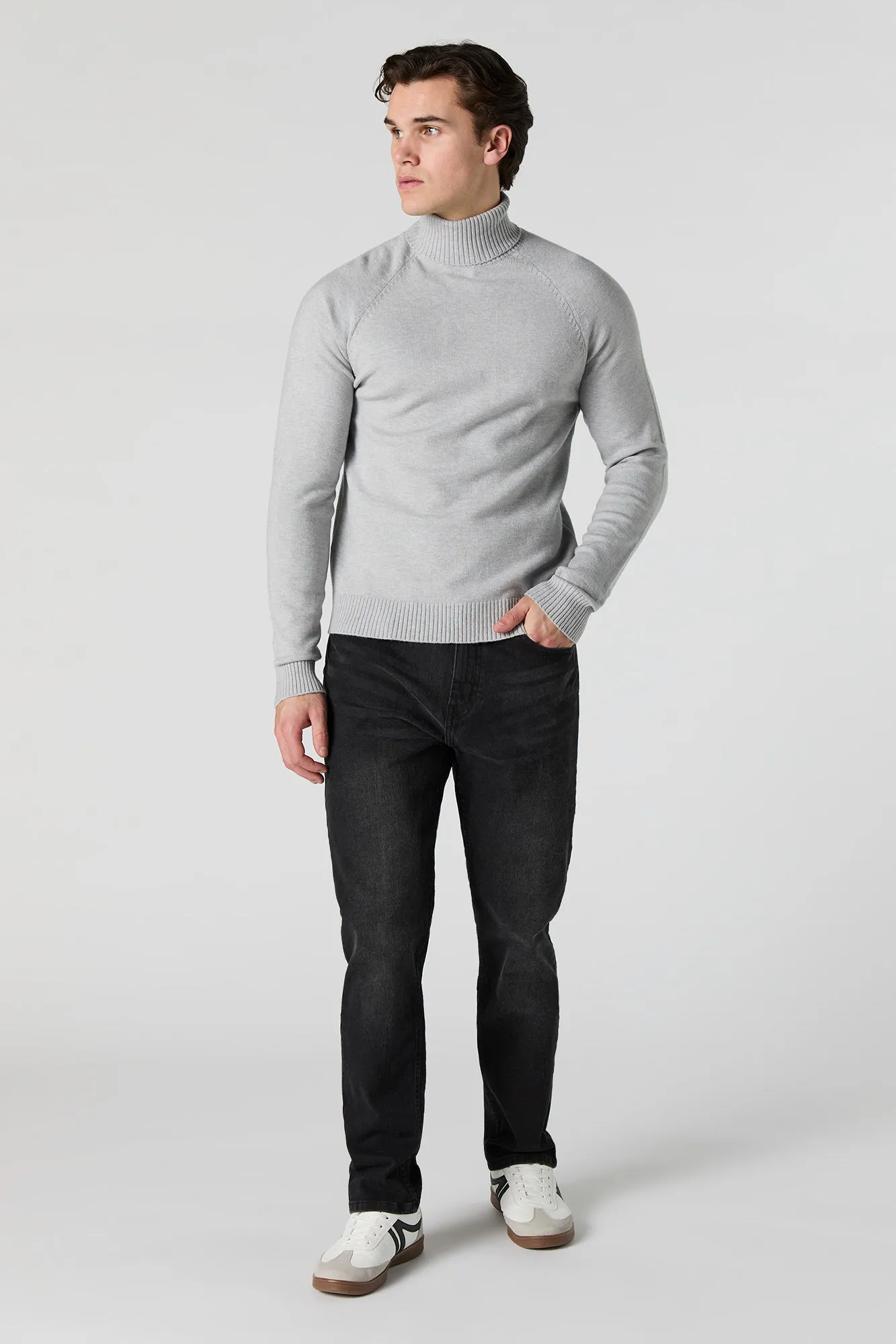 Solid Turtleneck Sweater