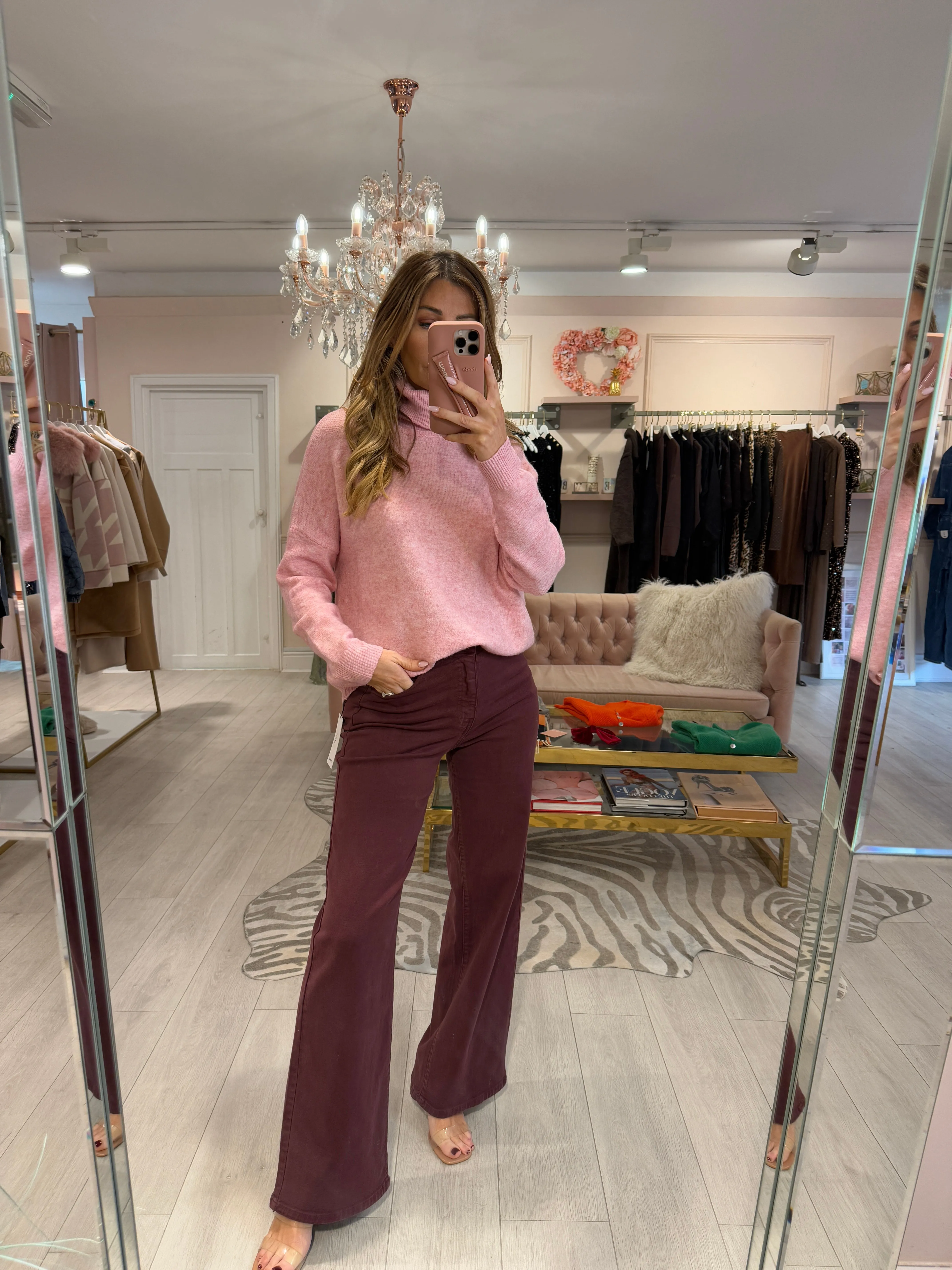 TALIA HIGH NECK JUMPER PINK