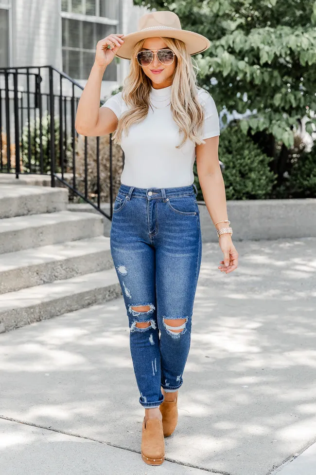 The Mom Jeans Dark Wash Straight Leg Jeans FINAL SALE