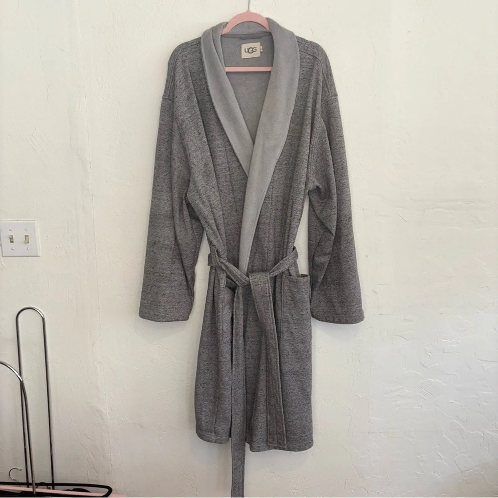 UGG Robinson Grey Heather Fleece Jersey Shawl Collar Robe (XL) - (XXL)