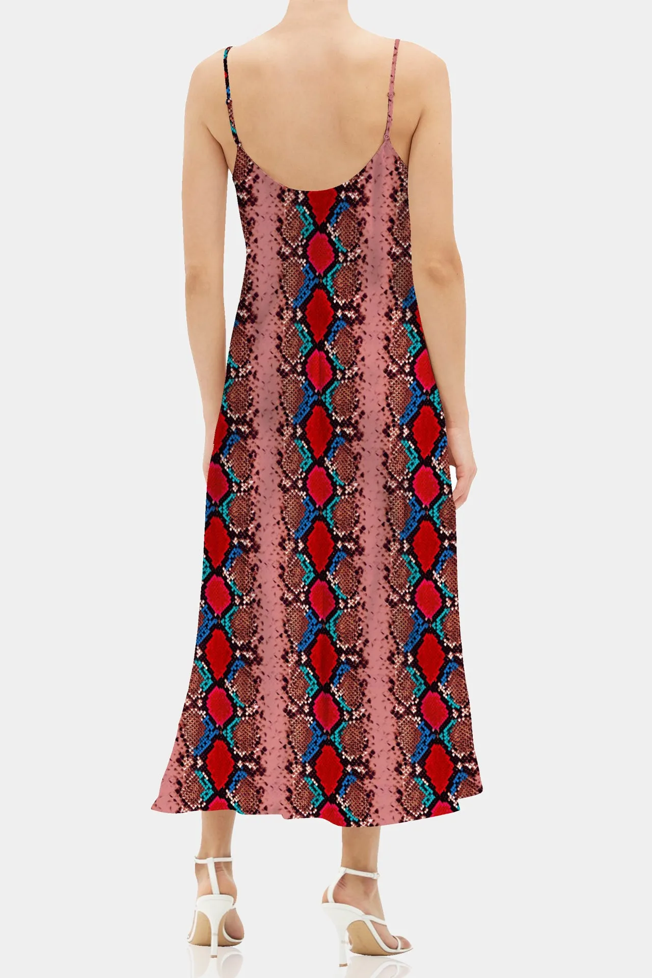 Vegan Silk  Camisole Midi Slip Dress In Blood Stone