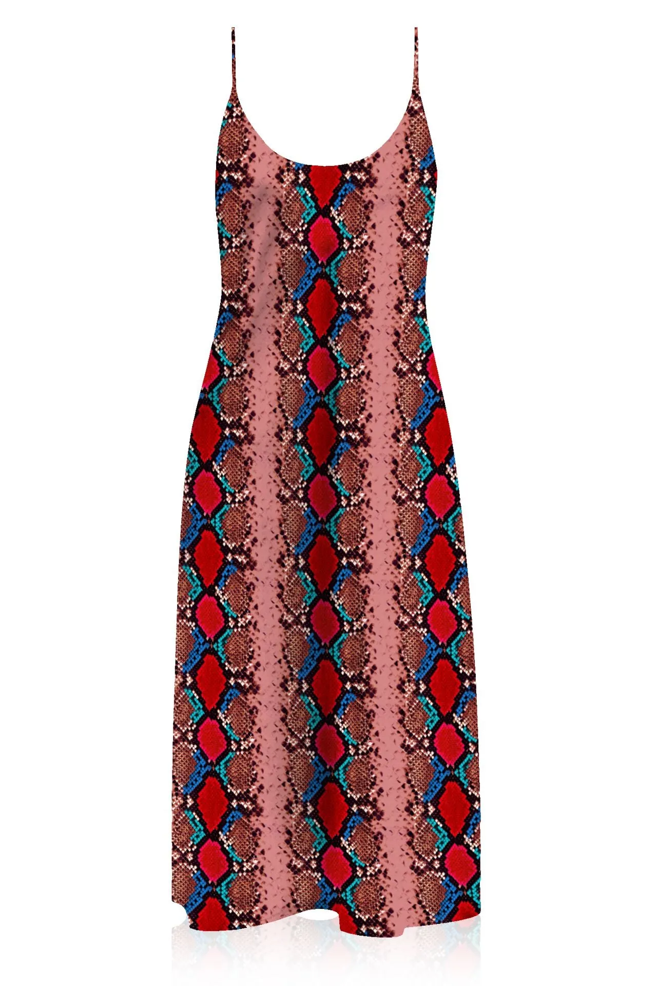 Vegan Silk  Camisole Midi Slip Dress In Blood Stone