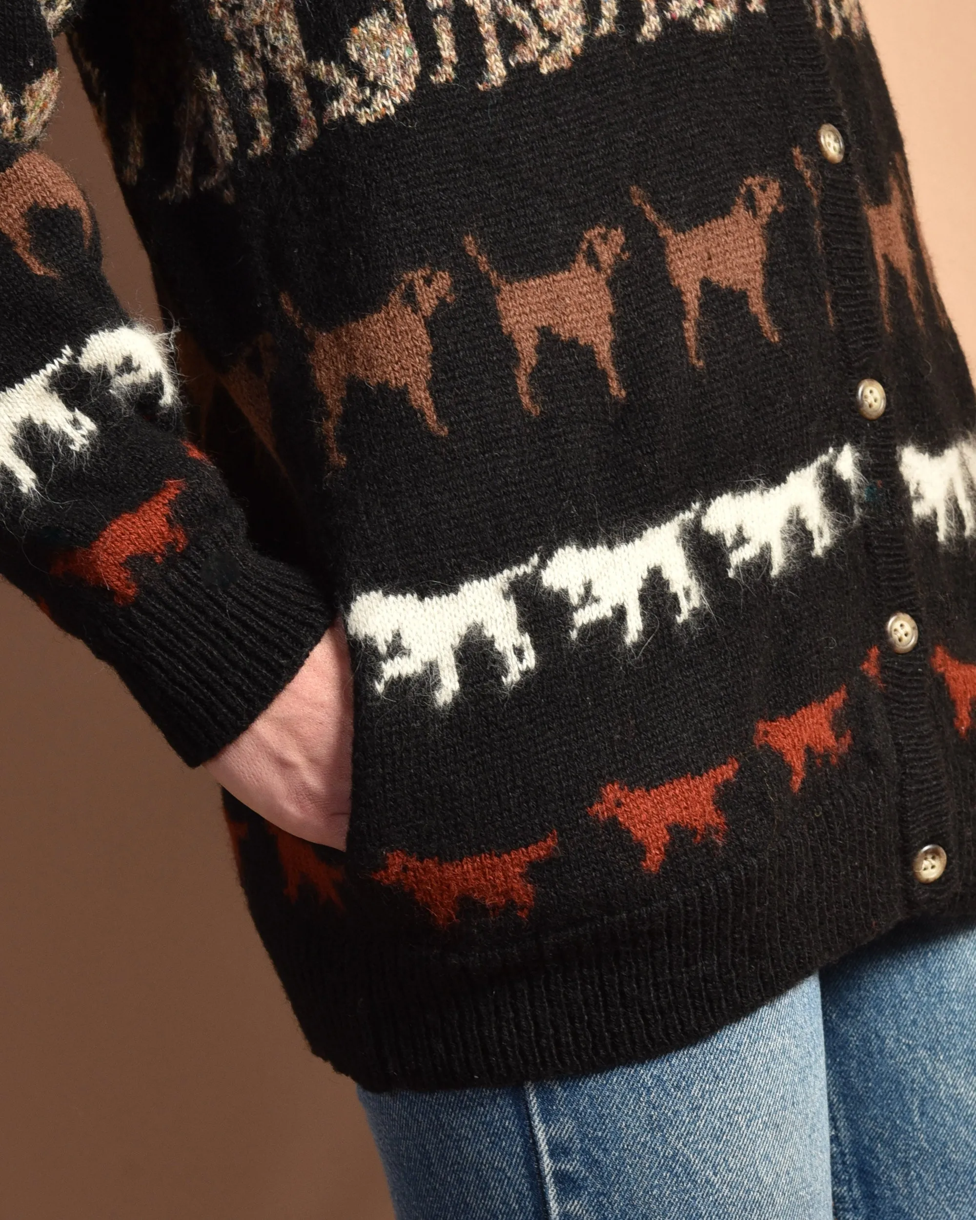 VGB 1980s Wool Dog Cardigan Sweater