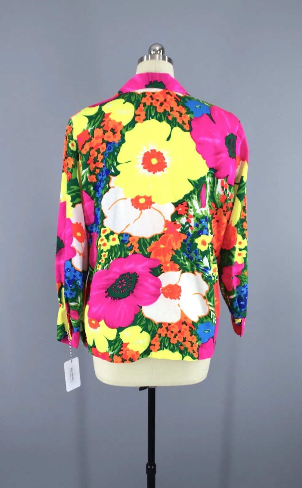 Vintage 1960s Neon Pink Floral Hawaiian Shirt