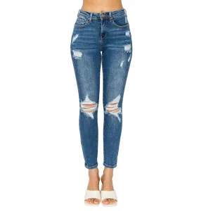 Wax Jean Women's Butt I Love You Push Up High Rise Skinny Denim Jeans with Rips