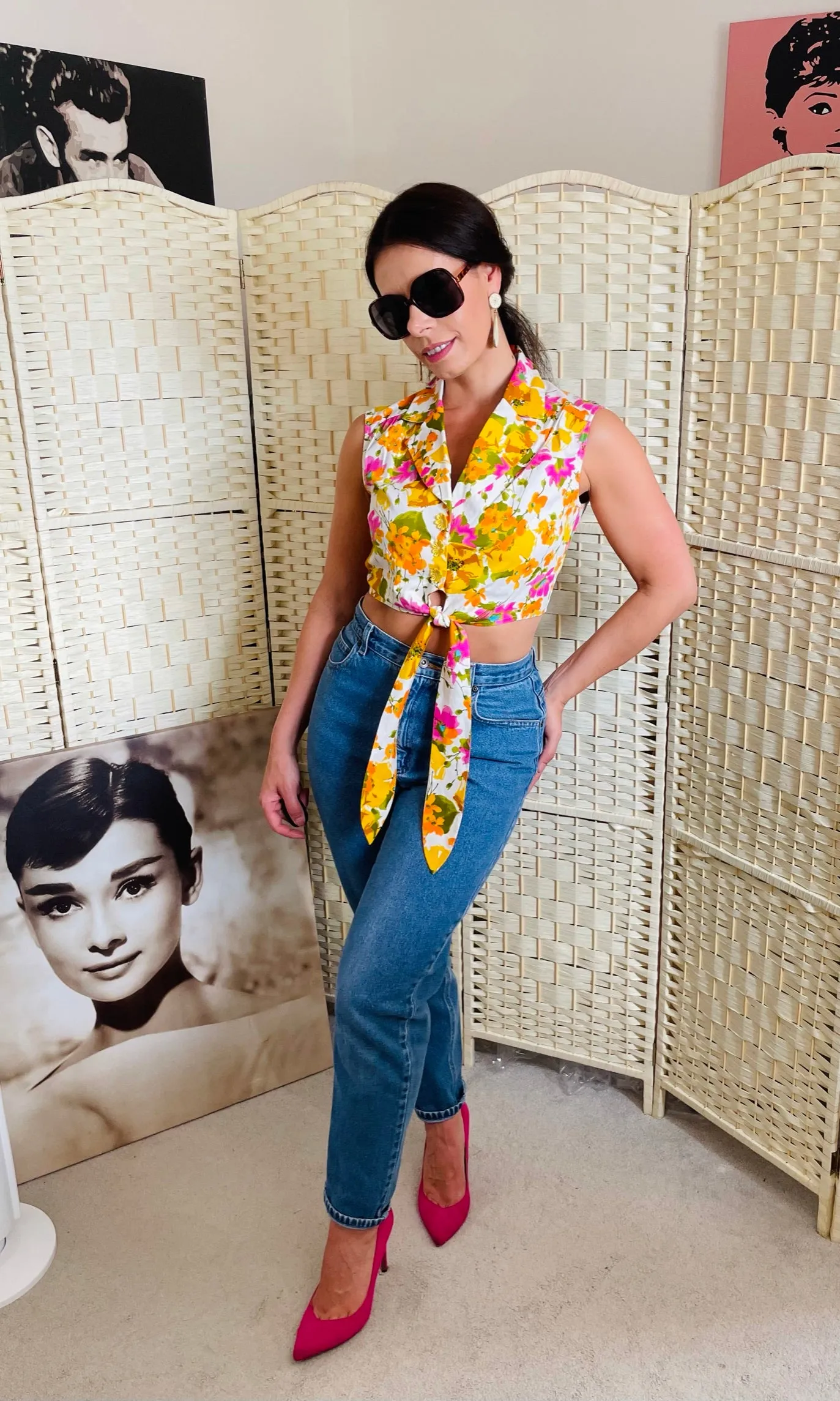 Y2K Floral Cropped Blouse