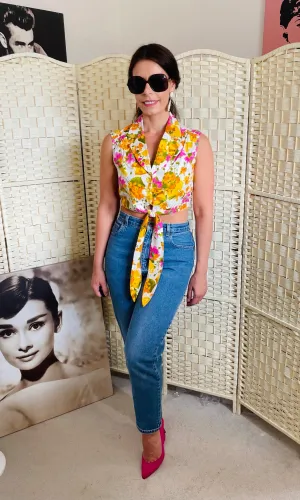 Y2K Floral Cropped Blouse