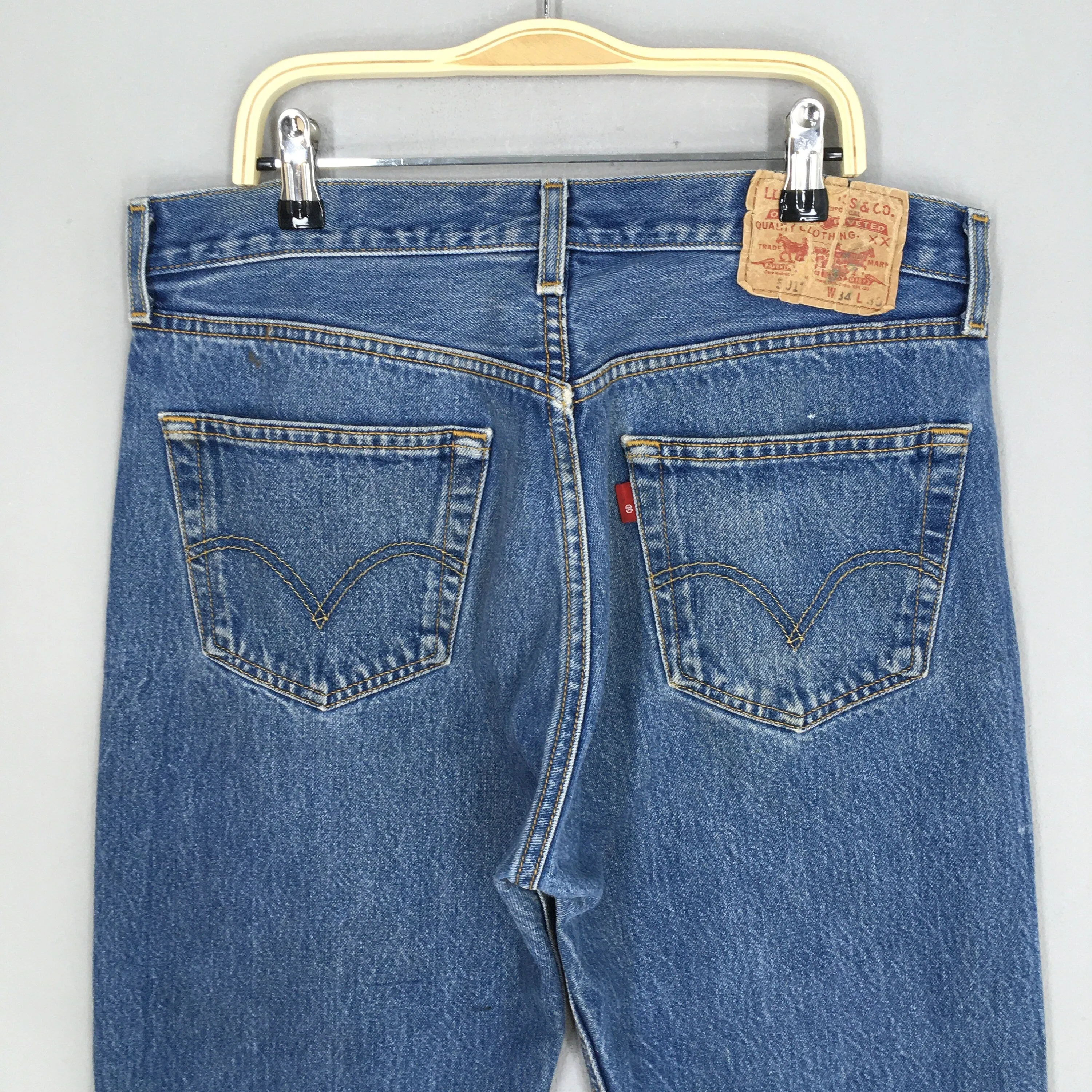 Y2K Levi's 501 Faded Blue Jeans Stonewash Size 32x27